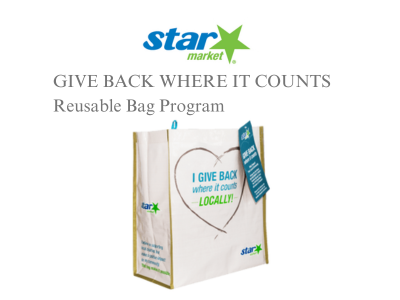 Star Market GIVE BACK WHERE IT COUNTS Reusable Bag